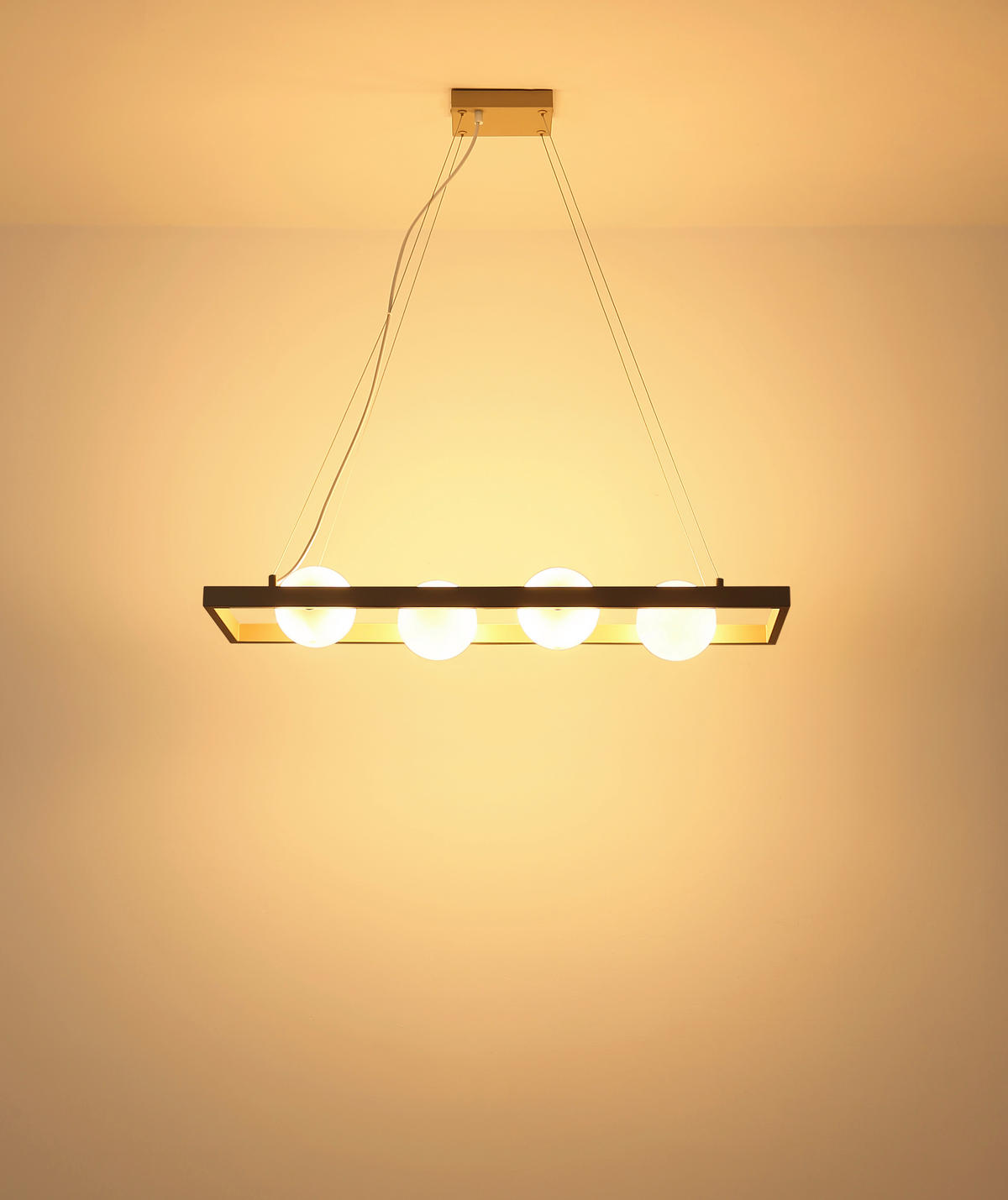 HÄNGELEUCHTE 84/24/150 cm  - Sandfarben/Weiß, Design, Glas/Metall (84/24/150cm) - Globo