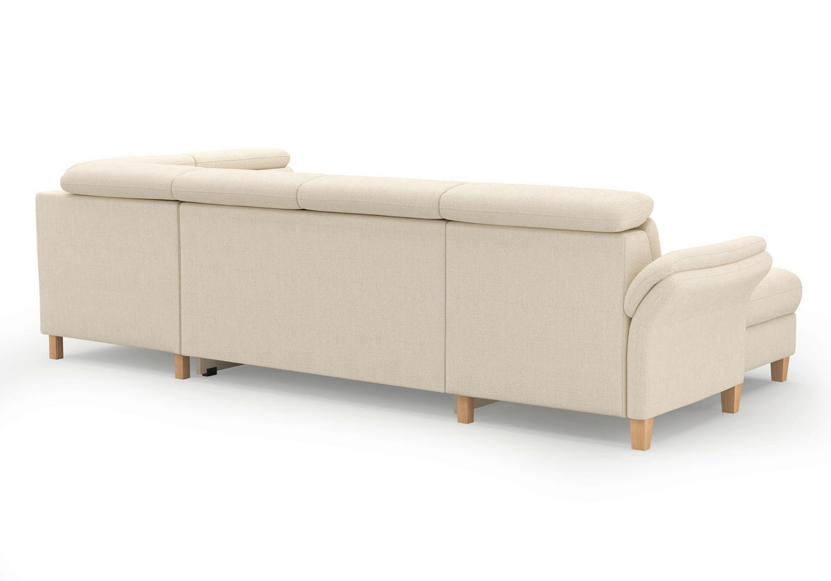 WOHNLANDSCHAFT GLENDALE E Sandfarben Chenille  - Sandfarben/Eichefarben, KONVENTIONELL, Holz/Textil (166/321/193cm) - Sit & More