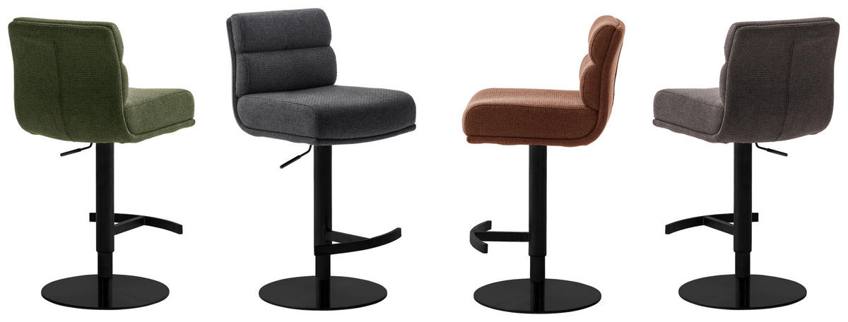 BARHOCKER in Metall, Textil Schwarz, Cappuccino  - Schwarz/Cappuccino, Design, Textil/Metall (43/84/52cm) - Dieter Knoll
