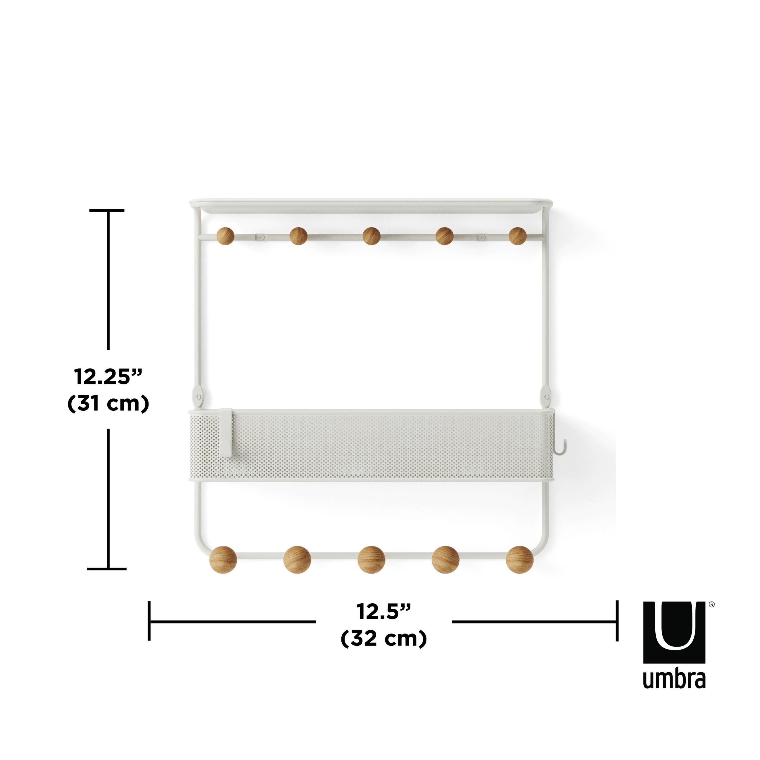 WANDGARDEROBE - Weiß, Basics, Metall (31/32/10cm) - Umbra