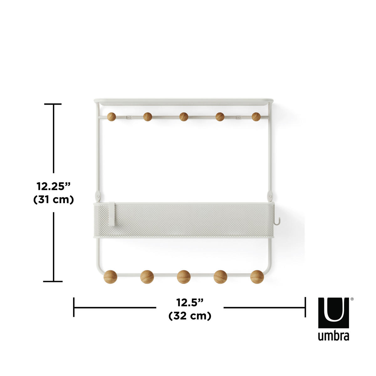 WANDGARDEROBE  in Weiß  - Weiß, Basics, Metall (31/32/10cm) - Umbra