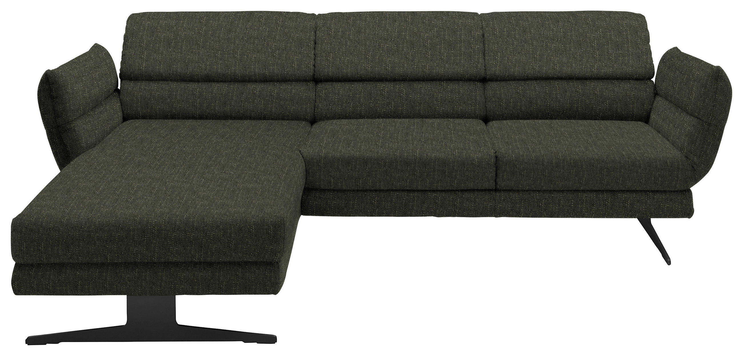 ECKSOFA  in Flachgewebe Dunkelgrün  176-217/279-327 cm  - Dunkelgrün/Schwarz, Design, Textil/Metall (176-217/279-327cm) - Dieter Knoll