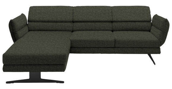 ECKSOFA Dunkelgrün Flachgewebe  - Dunkelgrün/Schwarz, Design, Textil/Metall (176-217/279-327cm) - Dieter Knoll