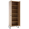 GARDEROBENSCHRANK in 66/196/38 cm - Eichefarben/Schwarz, Design, Holzwerkstoff/Metall (66/196/38cm) - Xora