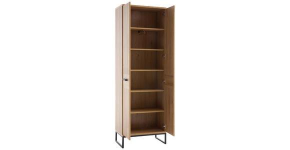 GARDEROBENSCHRANK in 66/196/38 cm - Eichefarben/Schwarz, Design, Holzwerkstoff/Metall (66/196/38cm) - Xora