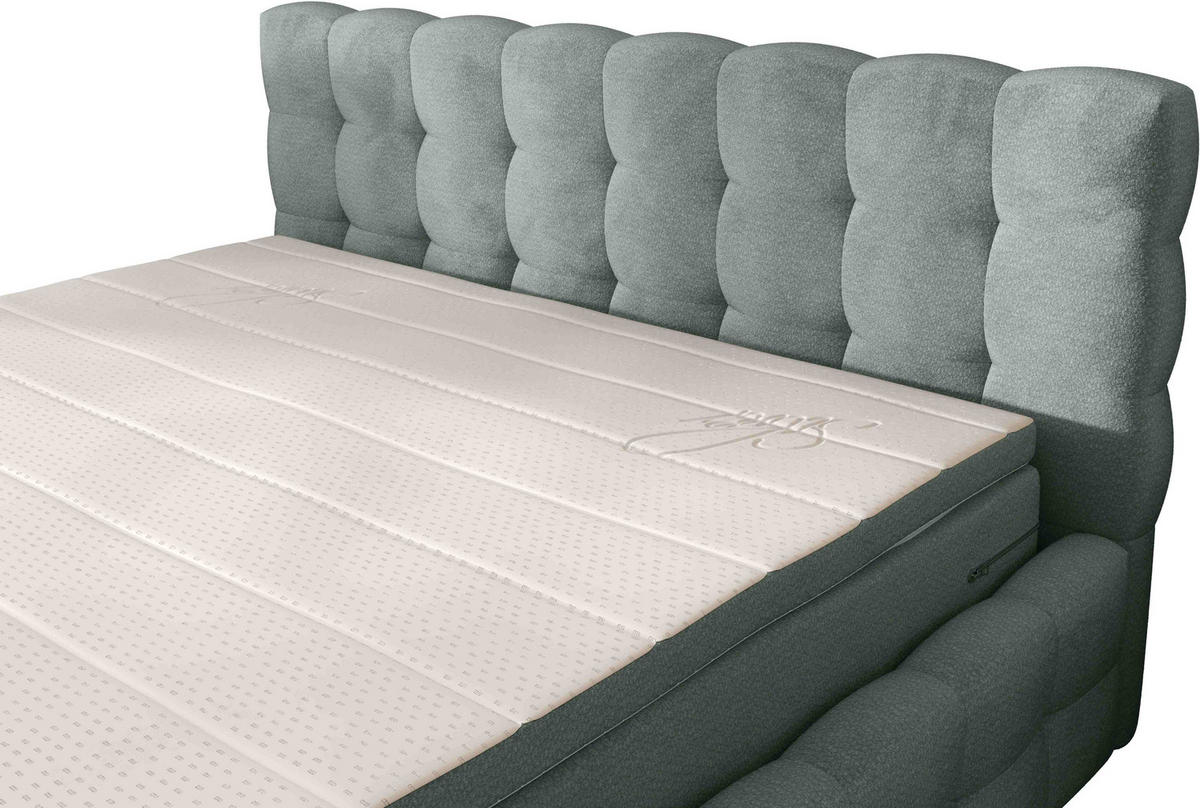 POLSTERBETT 180/200 cm,  in Hellgrau, Matratze, gepolstertes Kopfteil, Lattenrost, Bettkasten, Topper, H3 + H3 = fest  - Hellgrau/Schwarz, MODERN, Holz/Kunststoff (180/200cm) - Chameo