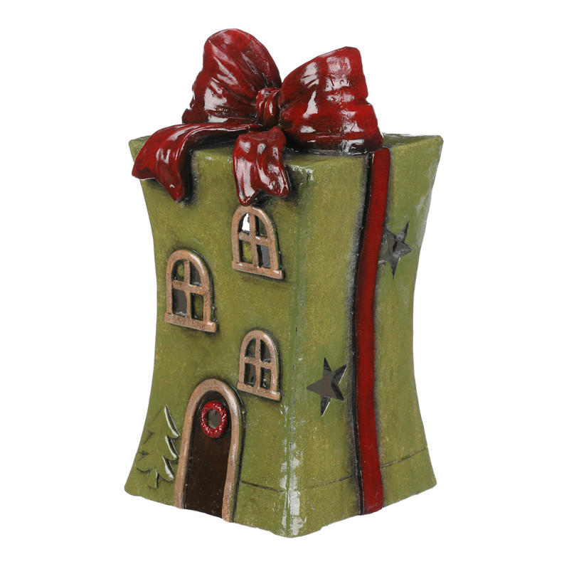 DEKORAČNÍ DŮM - zelená, Basics, keramika (21/39.6/21.7cm)