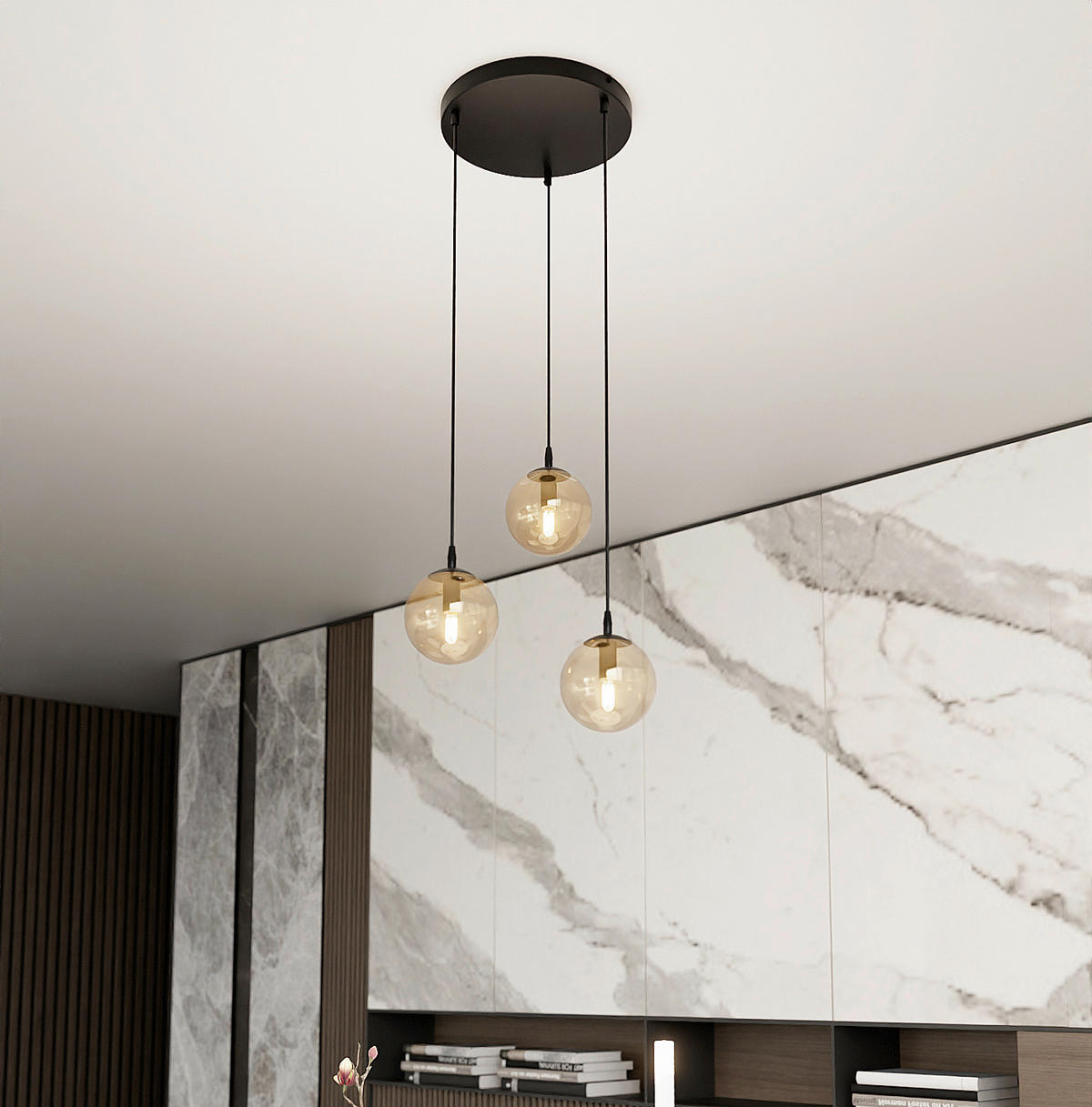 HÄNGELEUCHTE  40/40/100 cm    - Schwarz, KONVENTIONELL, Glas/Metall (40/40/100cm)