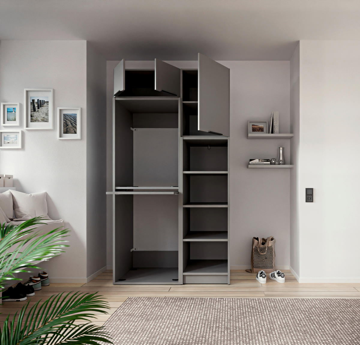 WASCHMASCHINENSCHRANK 70/220/68 cm  in Grau  - Schwarz/Grau, Basics, Holzwerkstoff/Kunststoff (70/220/68cm) - MID.YOU