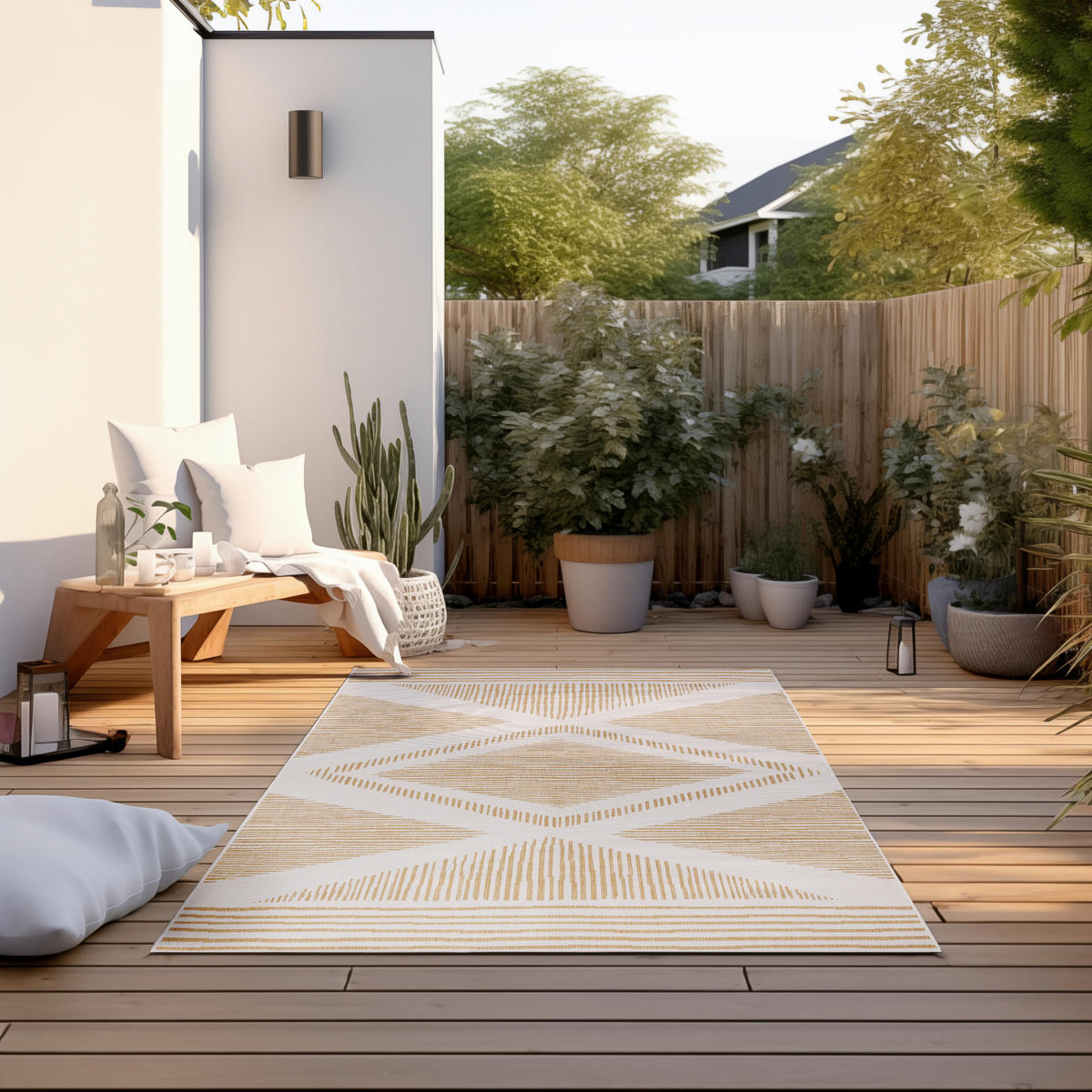 OUTDOORTEPPICH 120/170 cm Gemini Weiß, Honig  - Weiß/Honig, Design, Kunststoff (120/170cm)