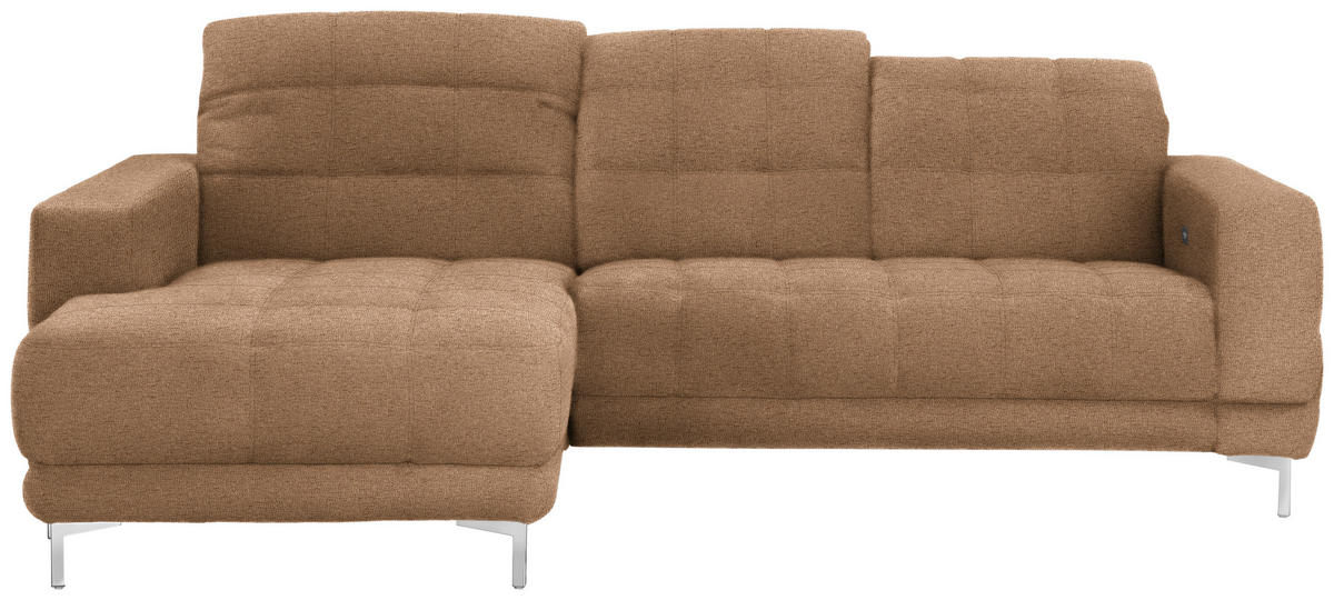 ECKSOFA in Webstoff Braun  - Chromfarben/Braun, Design, Textil/Metall (187/260cm) - Xora