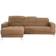 ECKSOFA  in Webstoff Braun  187/260 cm  - Chromfarben/Braun, Design, Textil/Metall (187/260cm) - Xora