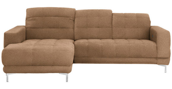 ECKSOFA  in Webstoff Braun  187/260 cm  - Chromfarben/Braun, Design, Textil/Metall (187/260cm) - Xora