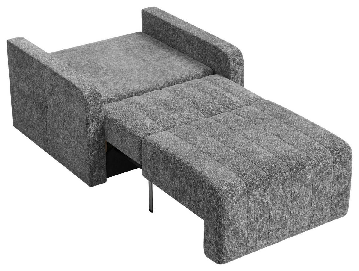SCHLAFSESSEL Chenille Dunkelgrau Liegefunktion Rücken echt  inkl.  - Dunkelgrau/Schwarz, MODERN, Kunststoff/Textil (101/87/101cm) - Milino