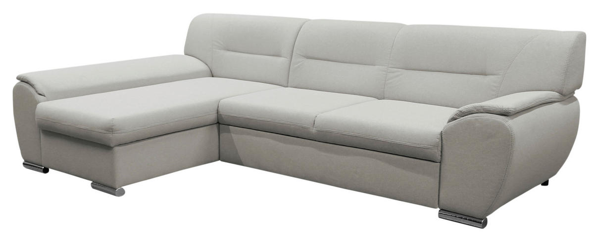ECKSOFA Beige Flachgewebe  - Beige/Silberfarben, Design, Kunststoff/Textil (167/281cm) - MID.YOU