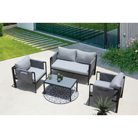 GARTENSET 4-teilig  - Schwarz/Grau, Design, Glas/Kunststoff - Livetastic