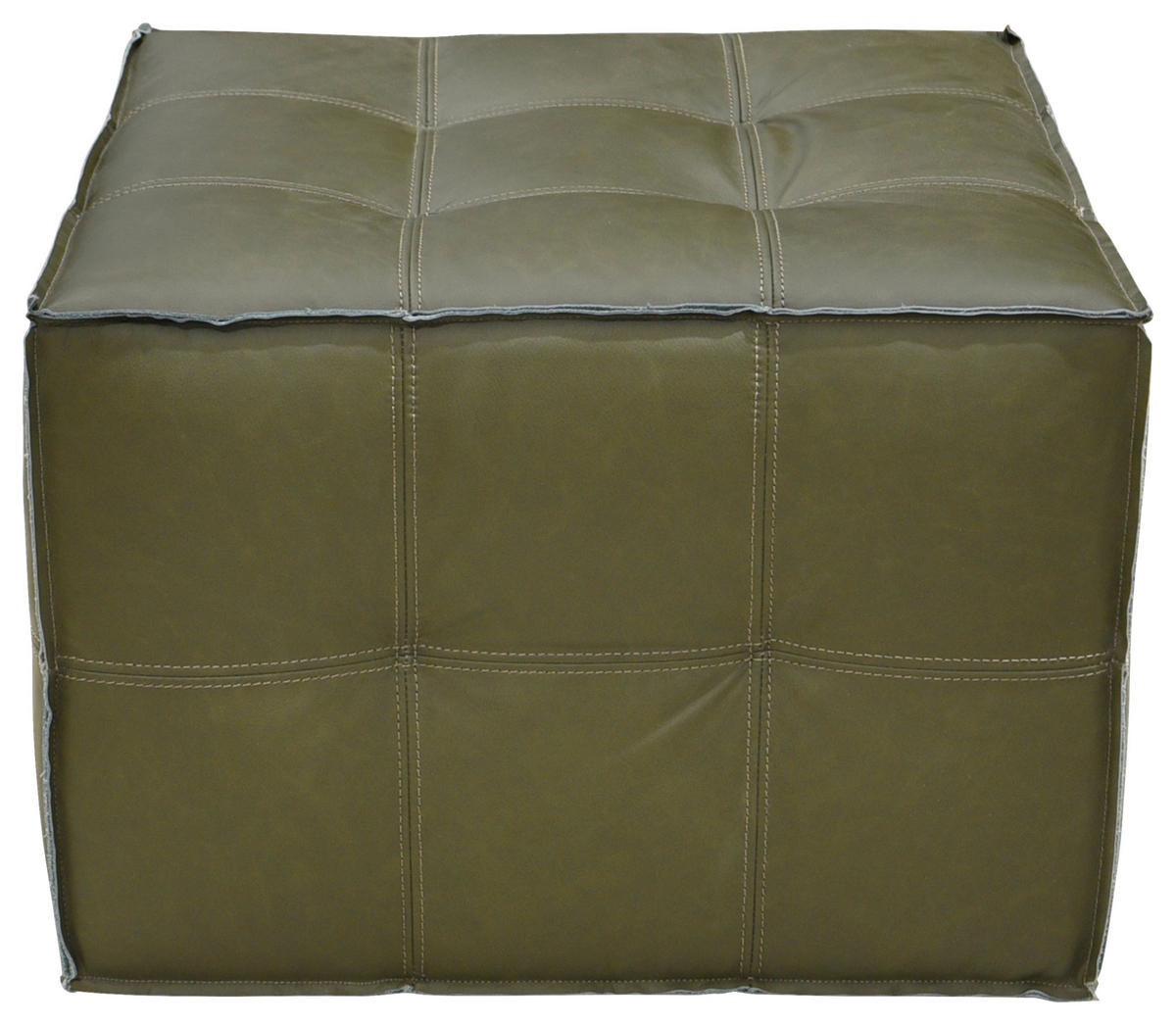 HOCKER in Holz, Leder Grün  - Schwarz/Grün, LIFESTYLE, Leder/Holz (65/44/65cm) - Landscape