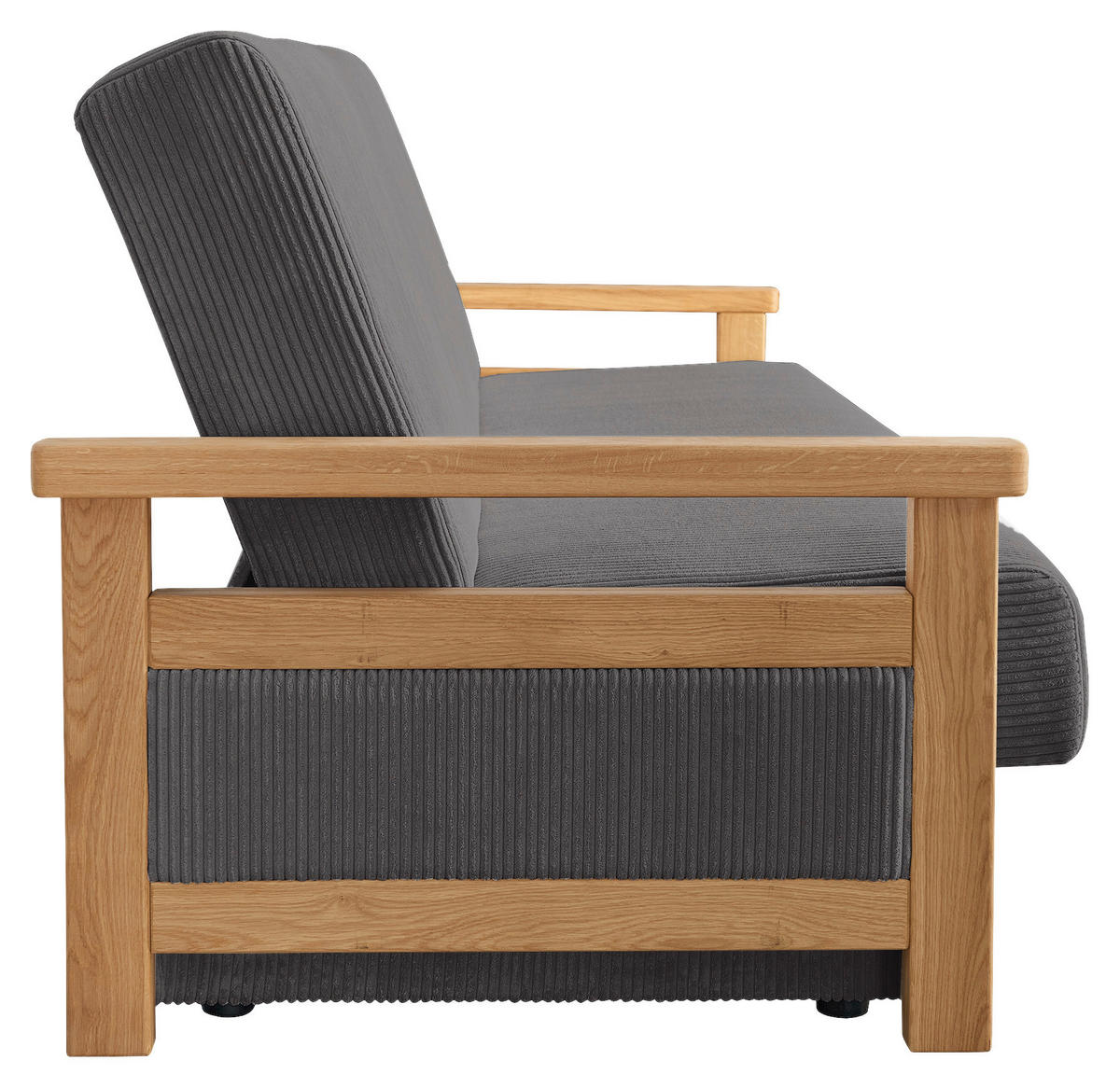 SCHLAFSOFA  mit Liegefunktion Cord Graphitfarben  - Graphitfarben/Naturfarben, Design, Holz/Textil (220/90/90cm) - P & B