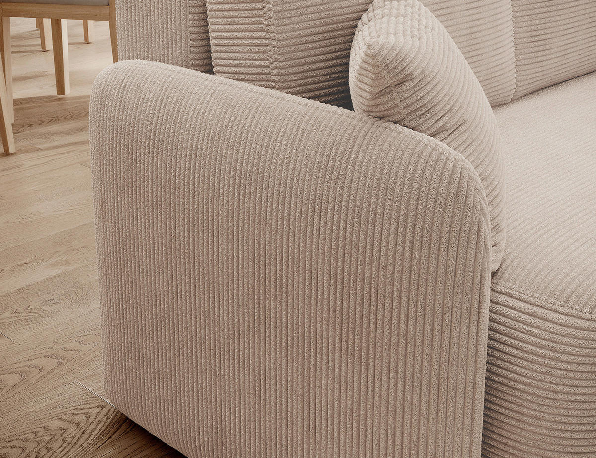 ECKSOFA HADSON Beige Cord Zierkissen, Rückenkissen, Bettkasten  - Beige/Schwarz, Design, Kunststoff/Textil (206/150cm) - MID.YOU