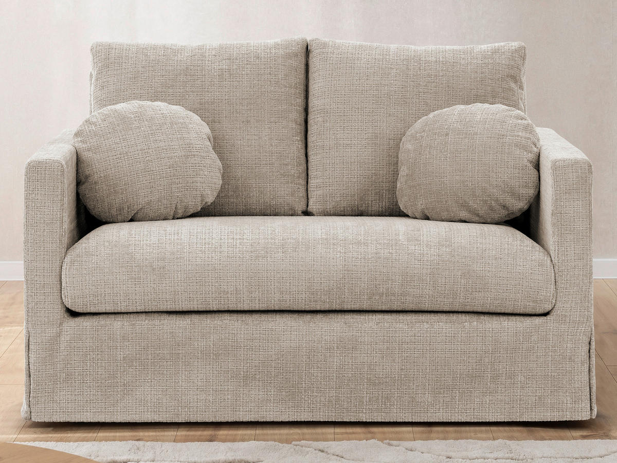 2-SITZER-SOFA PAPHOS in Chenille Beige  - Beige/Schwarz, Design, Kunststoff/Textil (140/89/95cm) - P & B