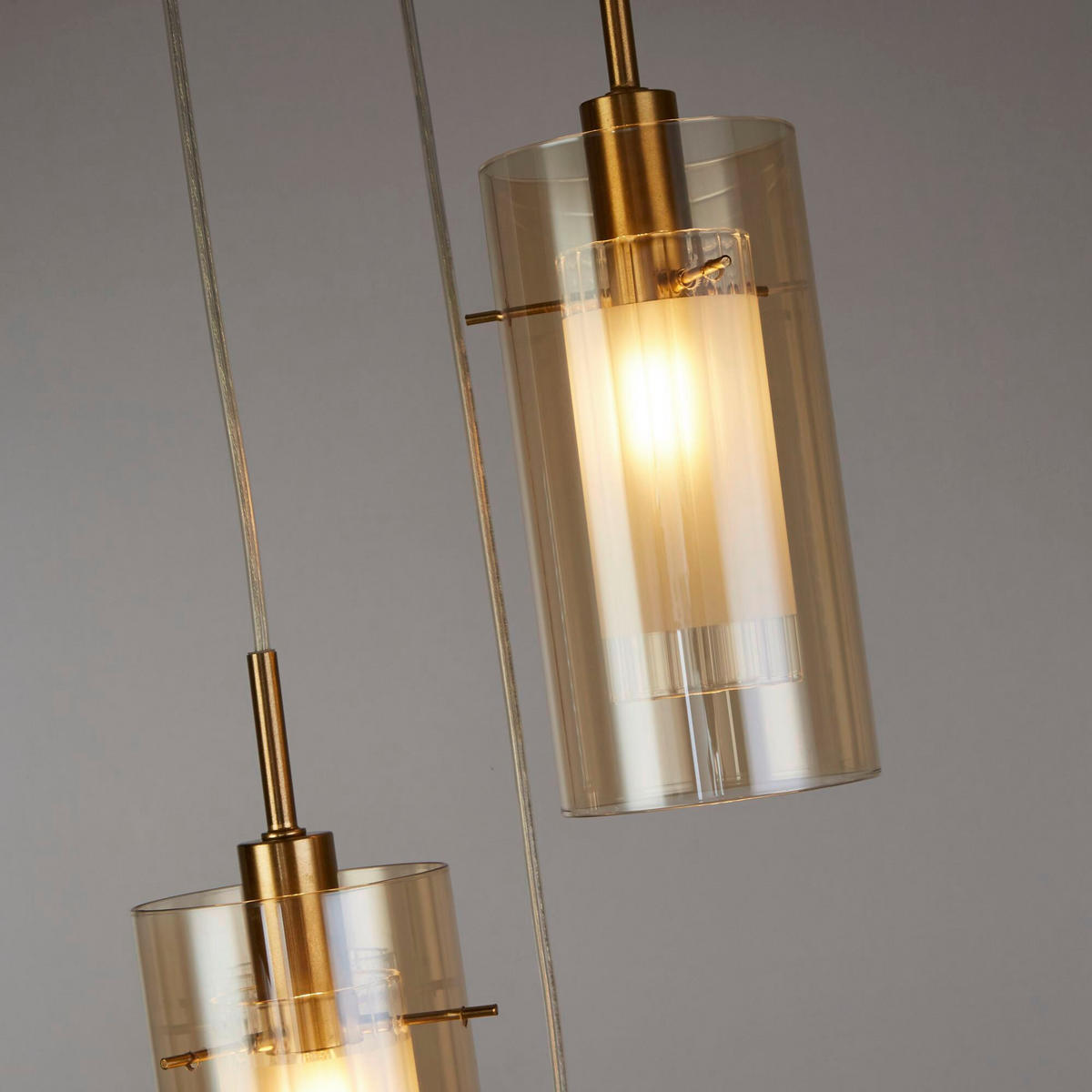 HÄNGELEUCHTE Duo II 26/26/120 cm  - Messingfarben, Design, Glas/Metall (26/26/120cm)