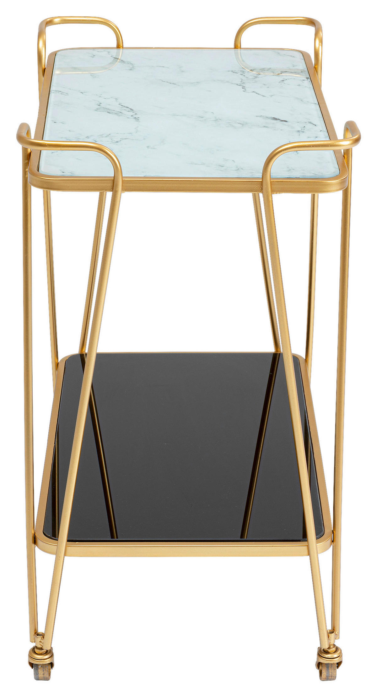 SERVIERWAGEN Weiß, Dunkelgrau, Messingfarben  - Dunkelgrau/Messingfarben, Design, Glas/Metall (60/37/68cm) - Kare-Design