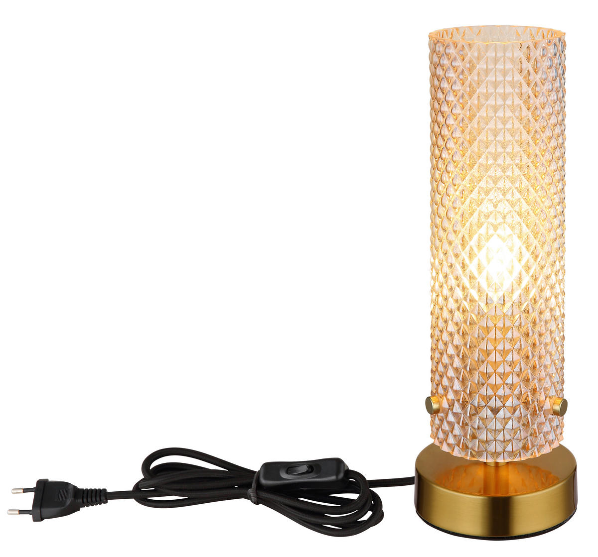 TISCHLEUCHTE KAROLO 10/28,5 cm   - Goldfarben/Schwarz, KONVENTIONELL, Glas/Kunststoff (10/28,5cm) - Globo