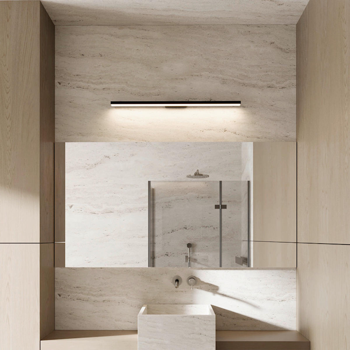 BADEZIMMER-WANDLEUCHTE Aqua  3/41.5/7 cm  - Schwarz, Design, Metall (3/41.5/7cm)