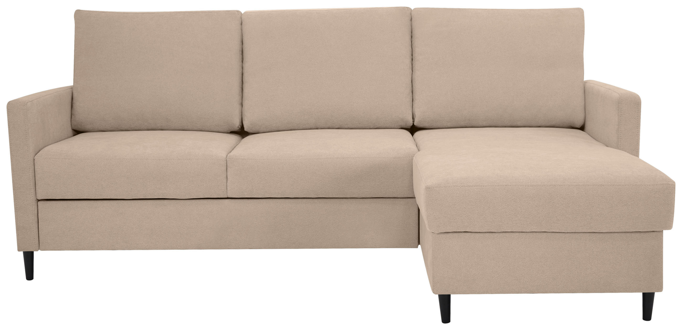 ECKSOFA Hellbraun Chenille  - Hellbraun/Schwarz, KONVENTIONELL, Holz/Textil (159/221cm) - Carryhome