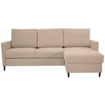 ECKSOFA Hellbraun Chenille  - Hellbraun/Schwarz, KONVENTIONELL, Holz/Textil (159/221cm) - Carryhome