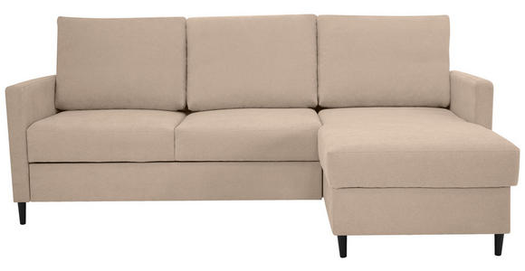 ECKSOFA Hellbraun Chenille - Hellbraun/Schwarz, KONVENTIONELL, Holz/Textil (159/221cm) - Carryhome
