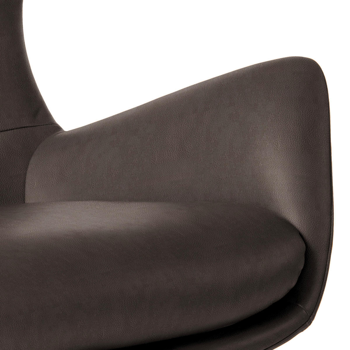 OHRENSESSEL in Dunkelbraun  - Dunkelbraun/Schwarz, Design, Leder/Metall (84/104/96cm) - home24