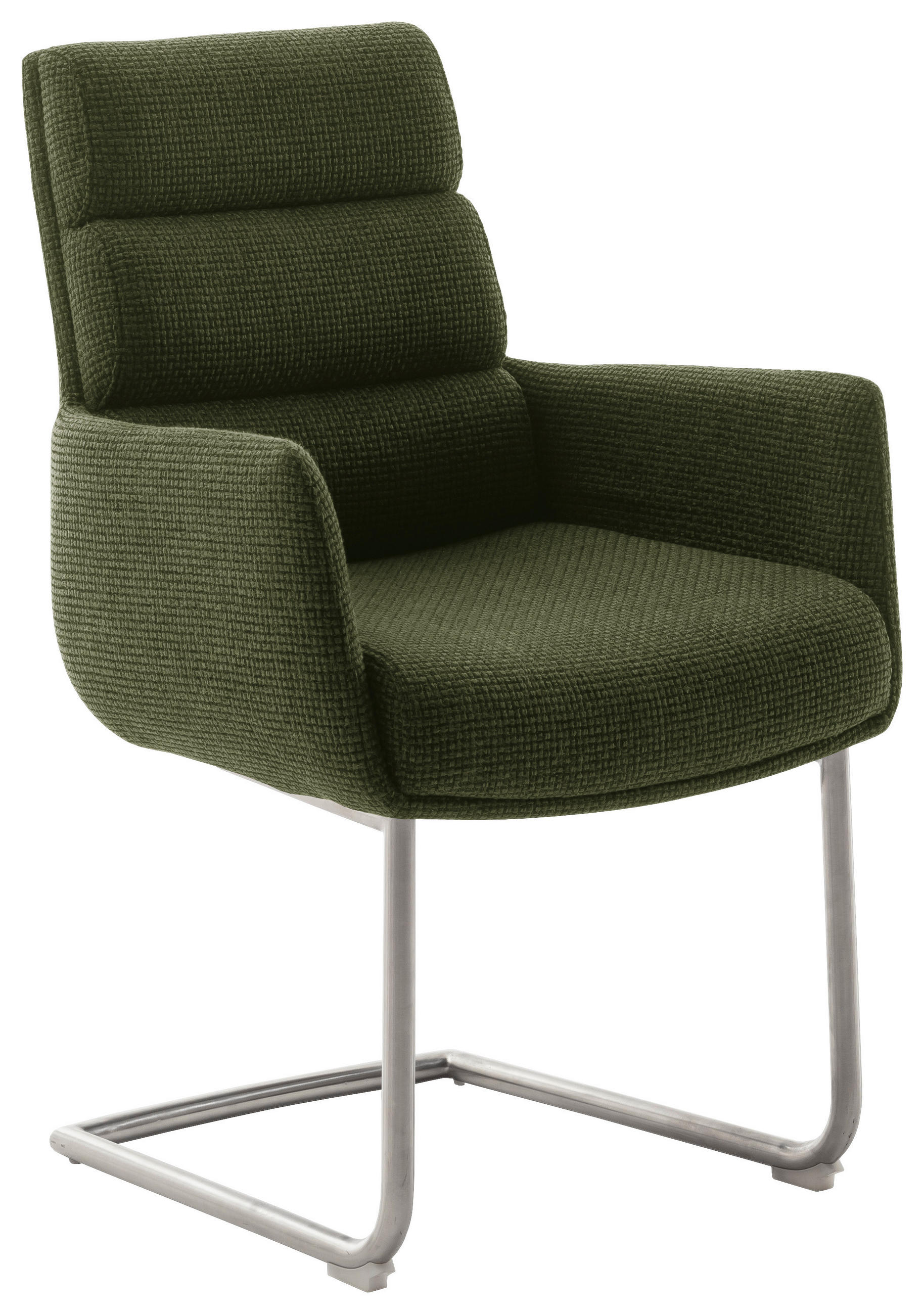 ARMLEHNSTUHL  in Edelstahl Webstoff  - Edelstahlfarben/Olivgrün, Design, Textil/Metall (61/90/64cm) - Dieter Knoll