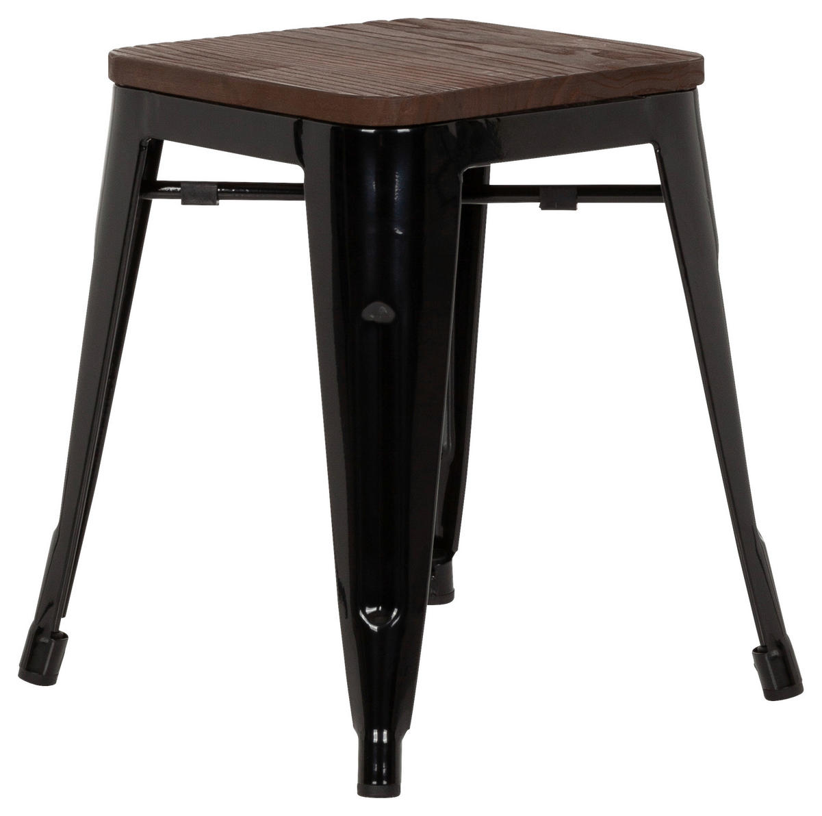 HOCKER Ulme Schwarz, Dunkelbraun  - Dunkelbraun/Schwarz, Basics, Holz/Metall (39/46/39cm) - MID.YOU