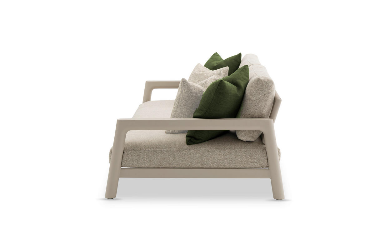 LOUNGESOFA 236/84/128 cm Aluminium  - Taupe/Grün, Basics, Textil/Metall (236/84/128cm) - Zebra 