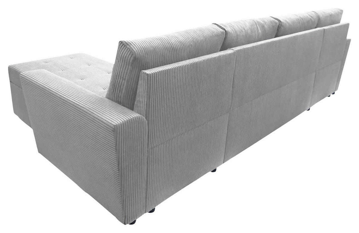 WOHNLANDSCHAFT in Cord Hellgrau  - Hellgrau/Schwarz, Design, Kunststoff/Textil (155/294/155cm) - MID.YOU