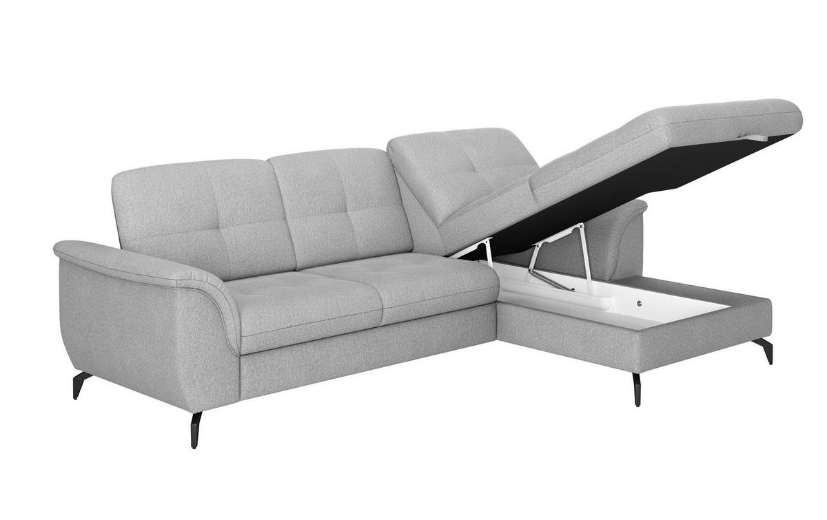 ECKSOFA in Flachgewebe Grau  - Schwarz/Grau, Modern, Textil/Metall (262/164cm) - Sit & More