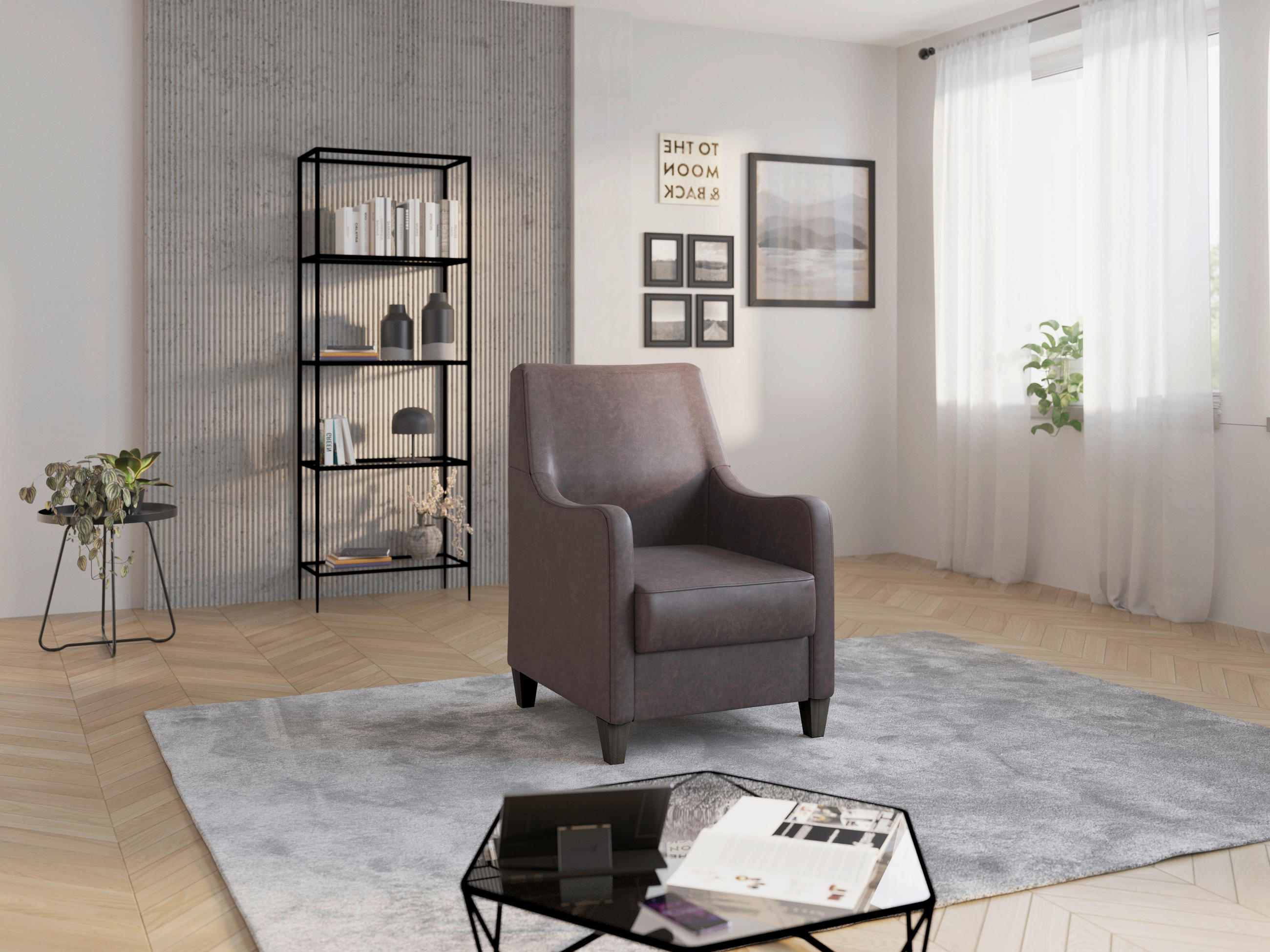 Sit & More KŘESLO, textil, hnědá