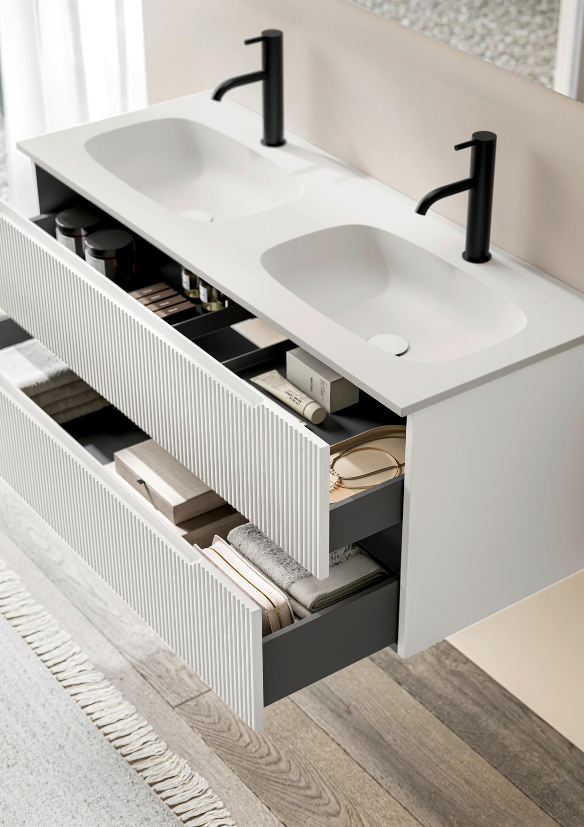 BADEZIMMER 3-teilig 120 cm  - Weiss, Konventionell, Holzwerkstoff/Stein (120cm) - Belluti