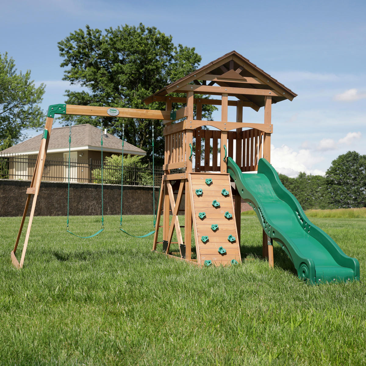 SPIELTURM 430/310/380 cm  - Braun/Grün, KONVENTIONELL, Holz (430/310/380cm) - Ambia Garden