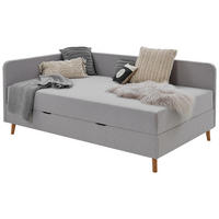 LIEGE Flachgewebe Hellgrau  - Eichefarben/Hellgrau, Design, Holz/Textil (120/200cm) - home24