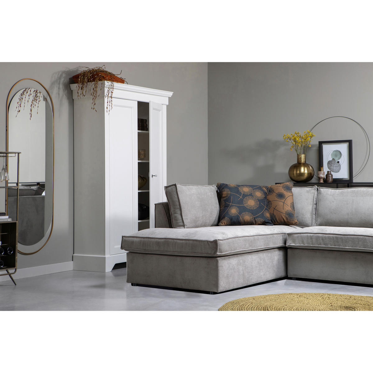 ECKSOFA Thomas Grün Cord  - Schwarz/Grün, Design, Kunststoff/Textil (197/283cm) - Livetastic