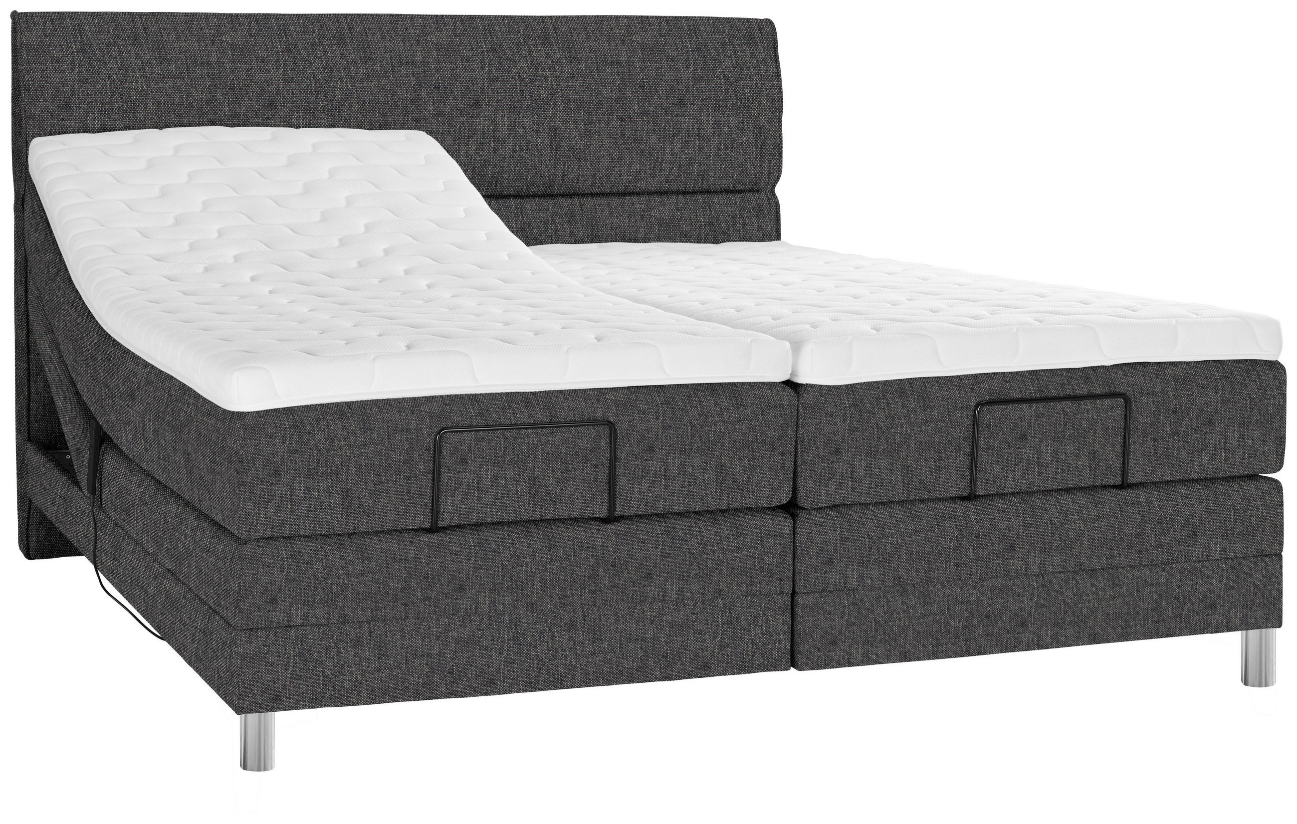 BOXSPRINGBETT 180/200 cm  in Dunkelgrau  - Chromfarben/Dunkelgrau, KONVENTIONELL, Kunststoff/Textil (180/200cm) - Voleo