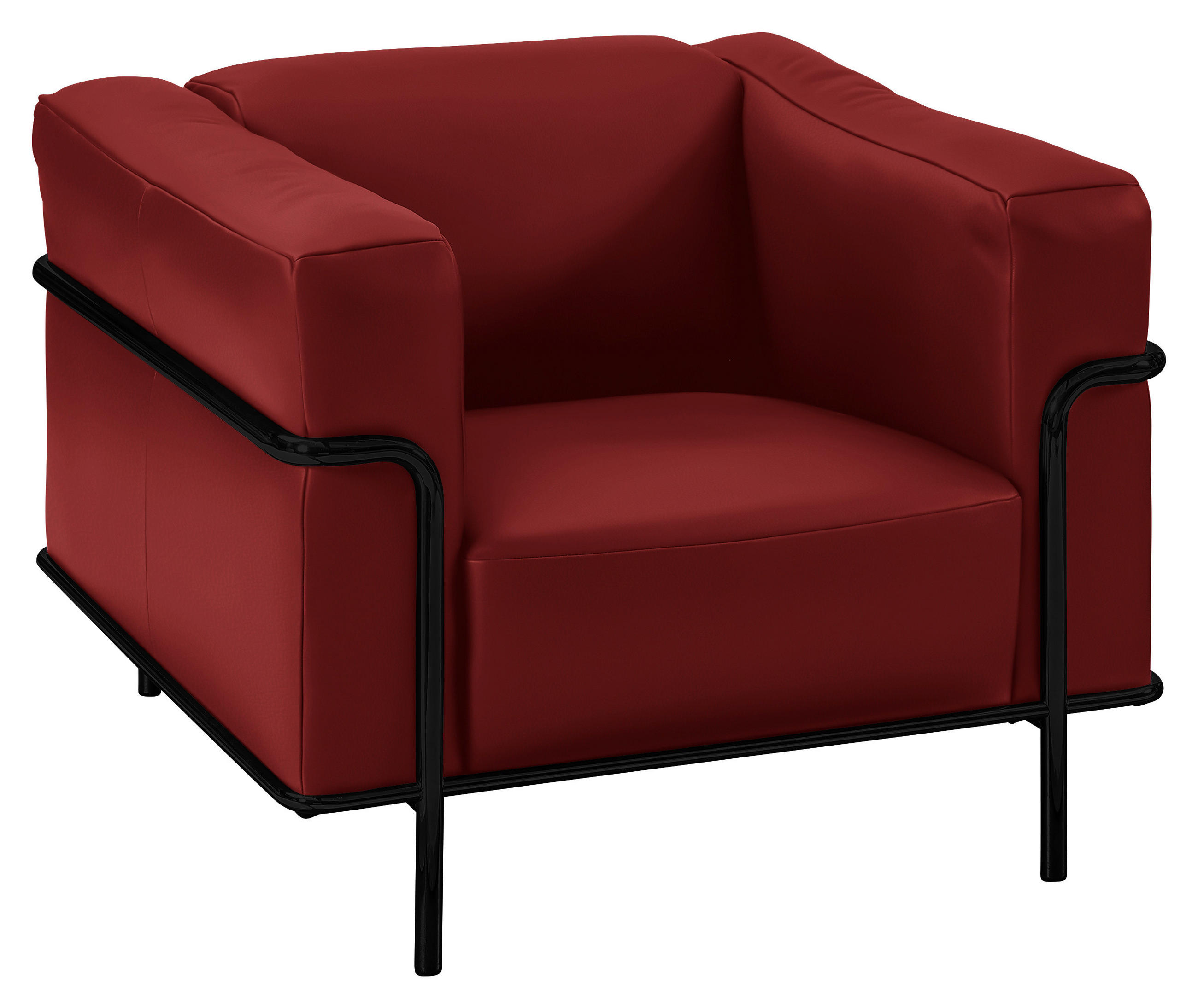 SESSEL in Echtleder Rot  - Rot/Schwarz, Design, Leder/Metall (91/67/96cm) - Johann Jakob