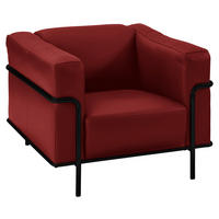 SESSEL in Echtleder Rot  - Rot/Schwarz, Design, Leder/Metall (91/67/96cm) - Johann Jakob