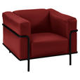 SESSEL in Echtleder Rot  - Rot/Schwarz, Design, Leder/Metall (91/67/96cm) - Johann Jakob