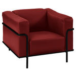 SESSEL in Echtleder Rot  - Rot/Schwarz, Design, Leder/Metall (91/67/96cm) - Johann Jakob