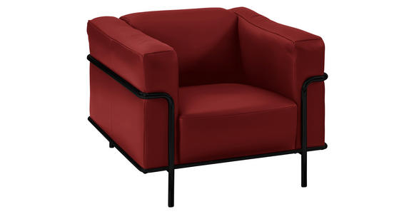 SESSEL in Echtleder Rot - Rot/Schwarz, Design, Leder/Metall (91/67/96cm) - Johann Jakob