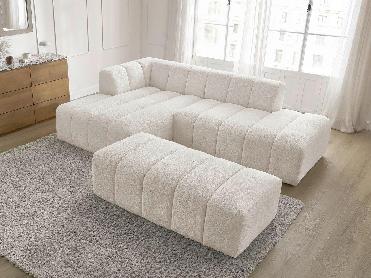 ECKSOFA  ANNECY Weiß Bouclé  - Schwarz/Weiß, MODERN, Kunststoff/Textil (170/262cm)