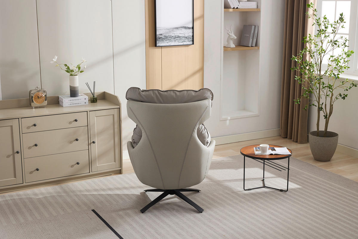 RELAXSESSEL Lederlook    - Taupe, MODERN, Textil (81/109/95cm) - MID.YOU